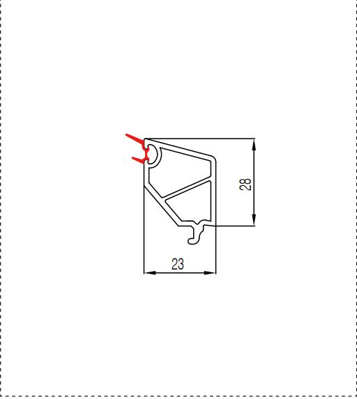 65 Dounle acristalamiento abalorio abierto tres series selladas sección transversal de perfil